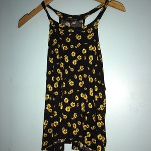 High neck cropped sunflower tank